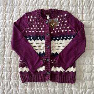 Tea Collection Purple & Cream Fair Isle Cardigan Sweater